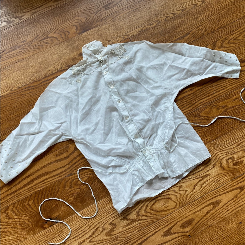 Antique early 1900s cotton button back blouse - Picture 3 of 5